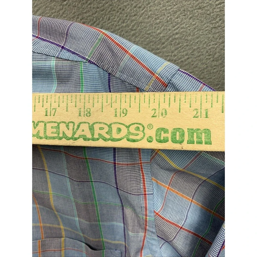 Alan Flusser Men's Multicolor Plaid Button Down Shirt Long Sleeve Large Cotton